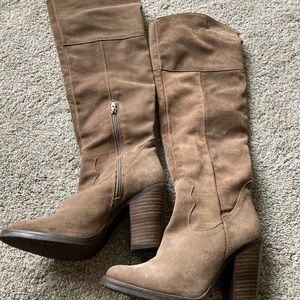 Steve Madden Tan Suede Over the Knee Boot